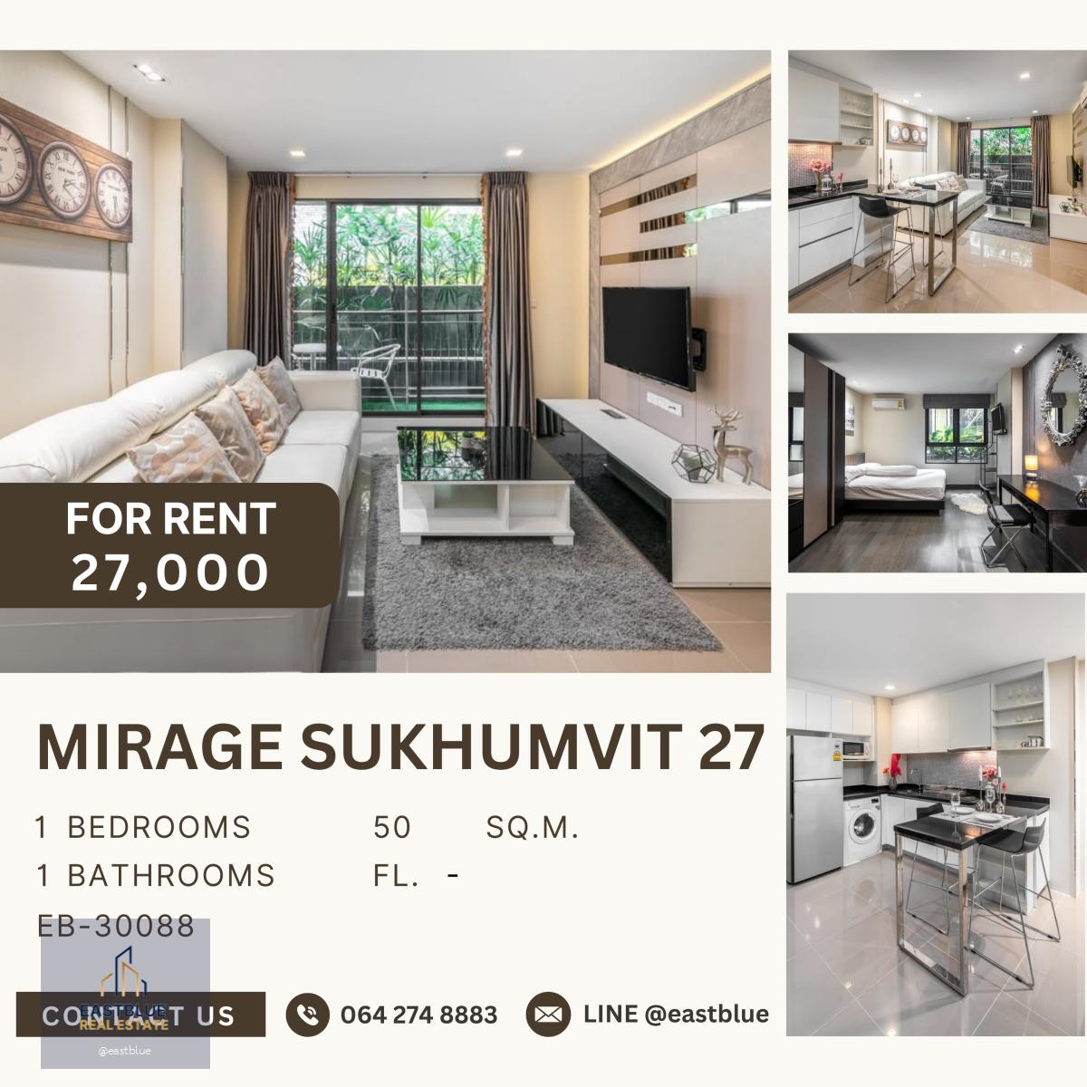 Mirage Sukhumvit 27, 1 bed, 27000 per month