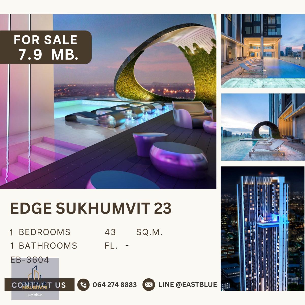 EDGE SUKHUMVIT 23 ใกล้ BTS อโศก และ MRT สุขุมวิท เป็นจุด Interchange ตัวทำเลถือเป็นย่าน CBD ที่สำคัญของกรุงเทพฯแห่งหนึ่ง มีแหล่งอำนวยความสะดวกครบครัน ห้องมุม หายาก ราคาดี คุ้มค่า