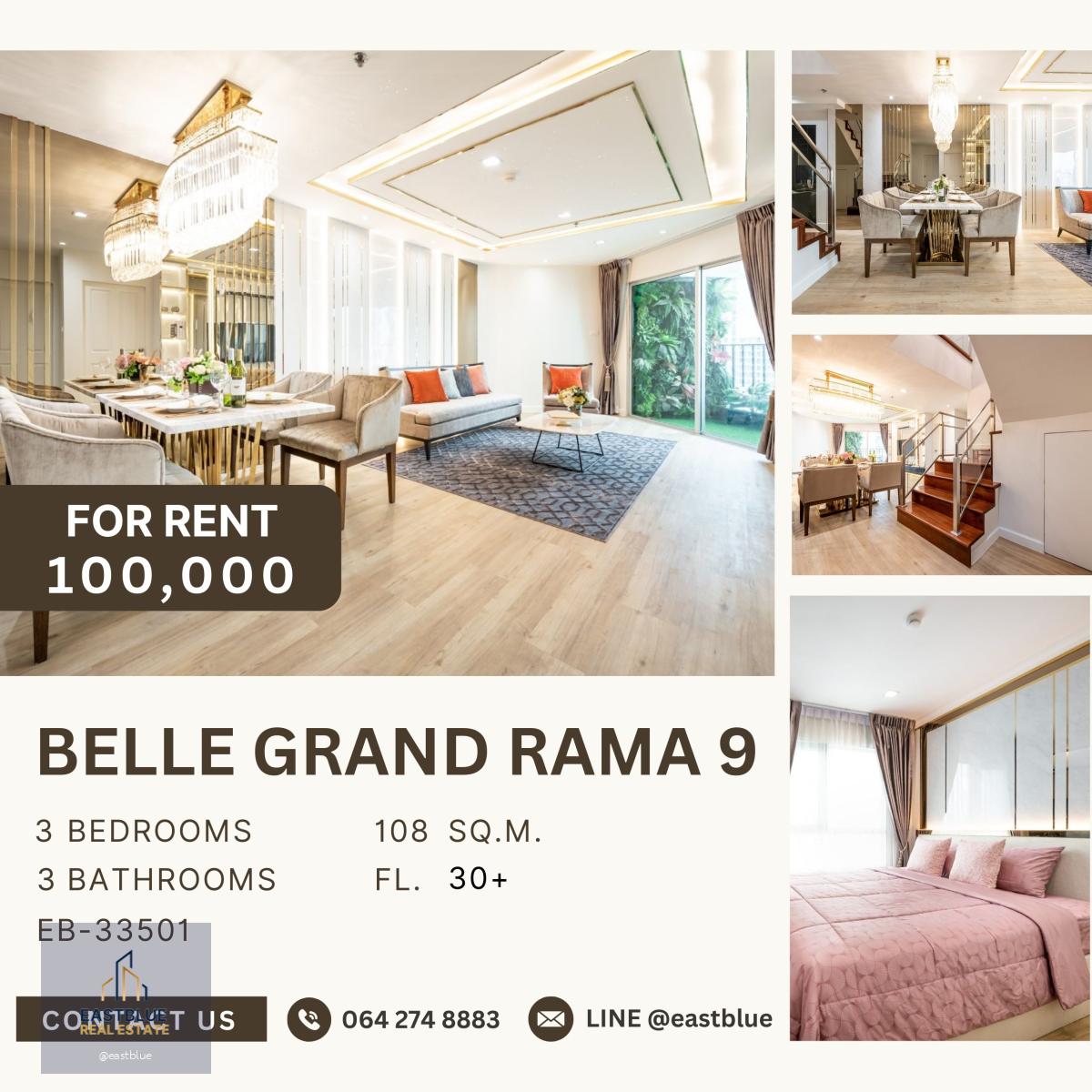 Belle Grand Rama 9, 3 bed, 100000 per month