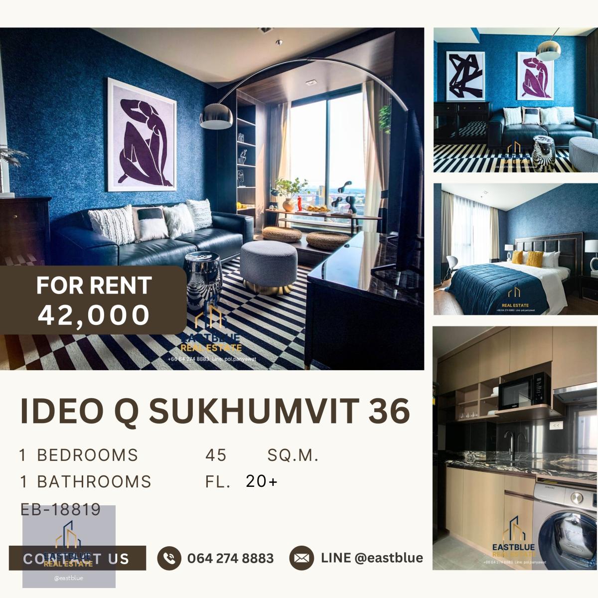 IDEO Q Sukhumvit 36, 1 bed, 42000 per month