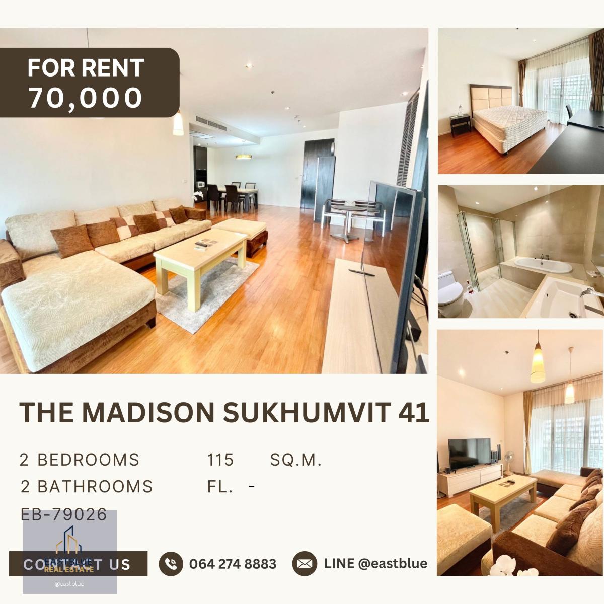 The Madison Condominium Sukhumvit 41, 2 bed, 70000 per month