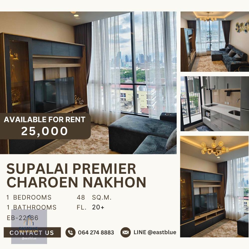 Supalai Premier Charoen Nakhon: South-Facing, Open View, Rare Position, Fully Furnished 25,000 per month