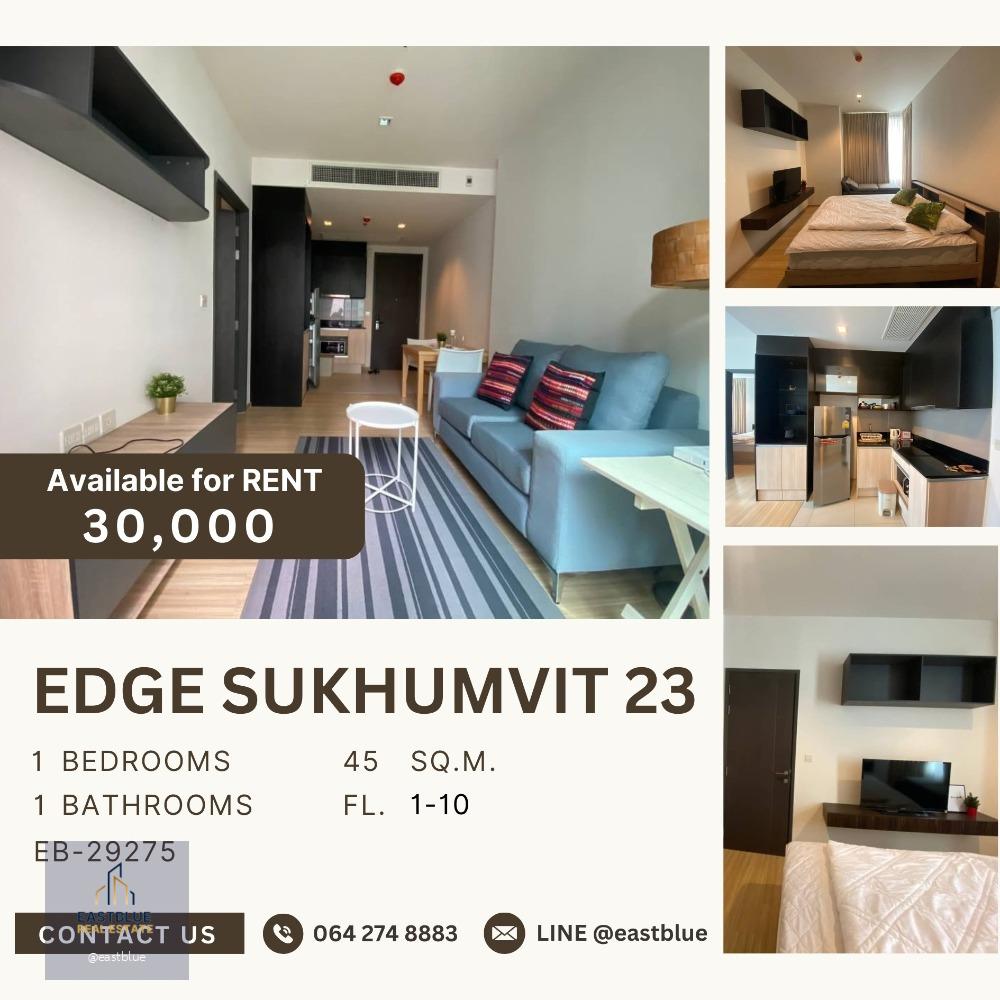 Edge Sukhumvit 23 Corner Bright and Airy Unit  30K per mont