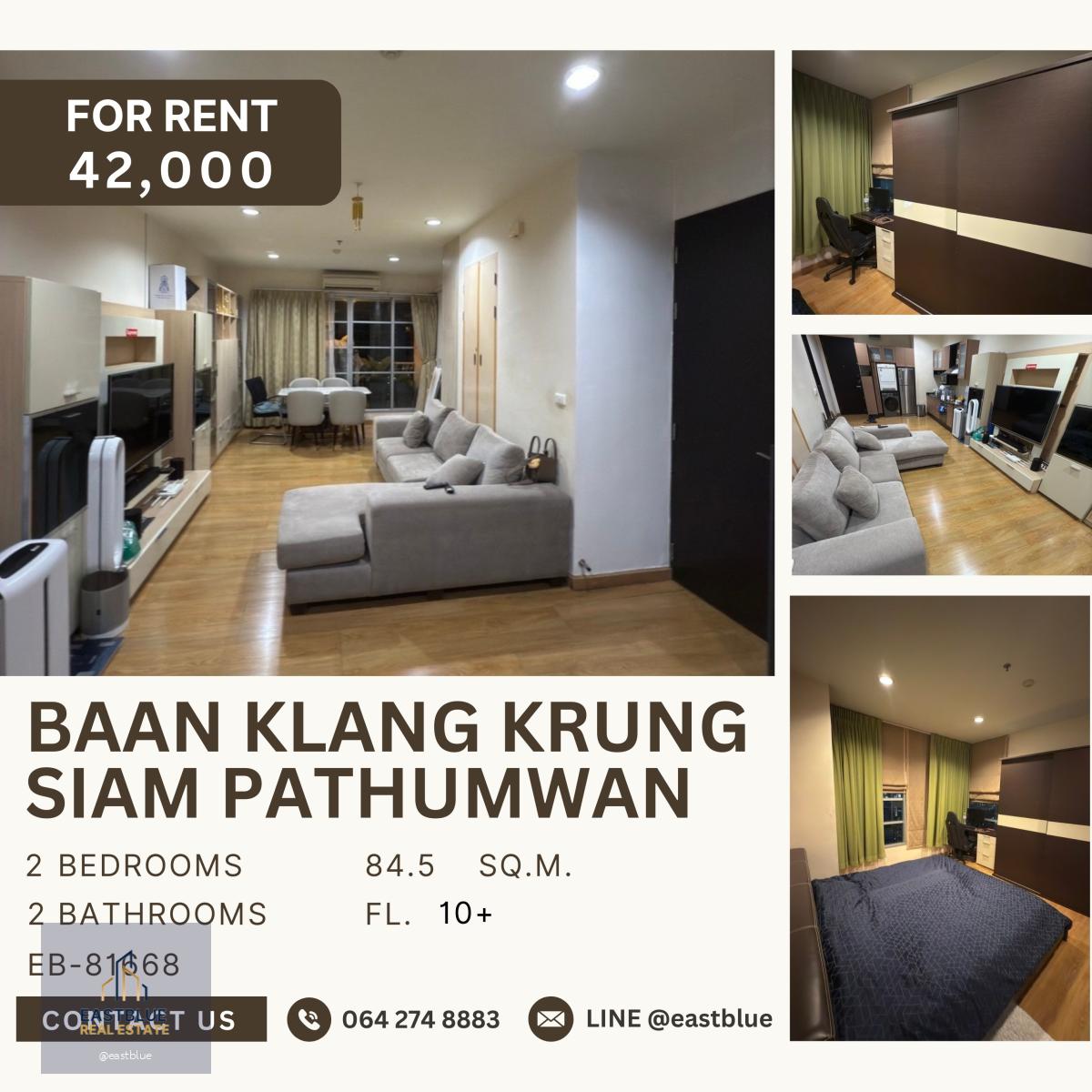 Baan Klang Krung Siam Pathumwan, 2 bed, 42000 per month