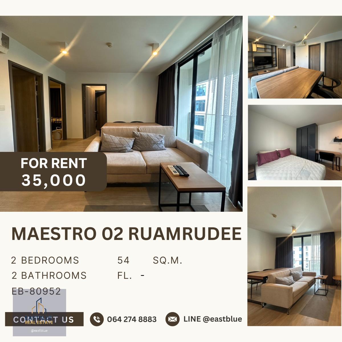 Maestro 02 Ruamrudee, 2 bed, 35000 per month