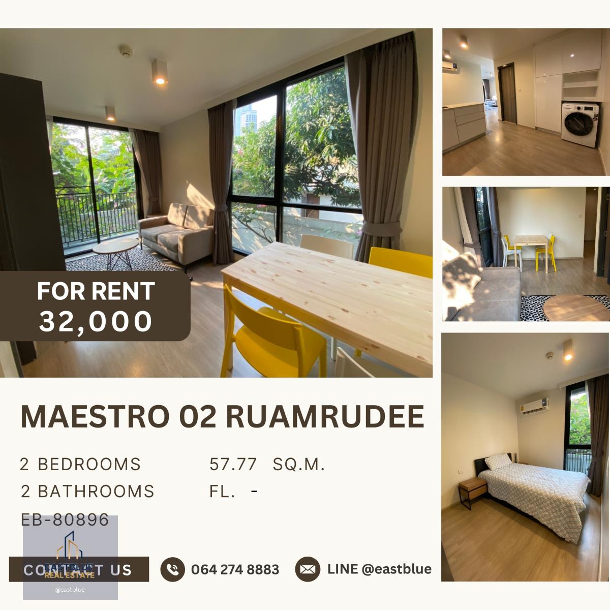 Maestro 02 Ruamrudee, 2 bed, 32000 per month