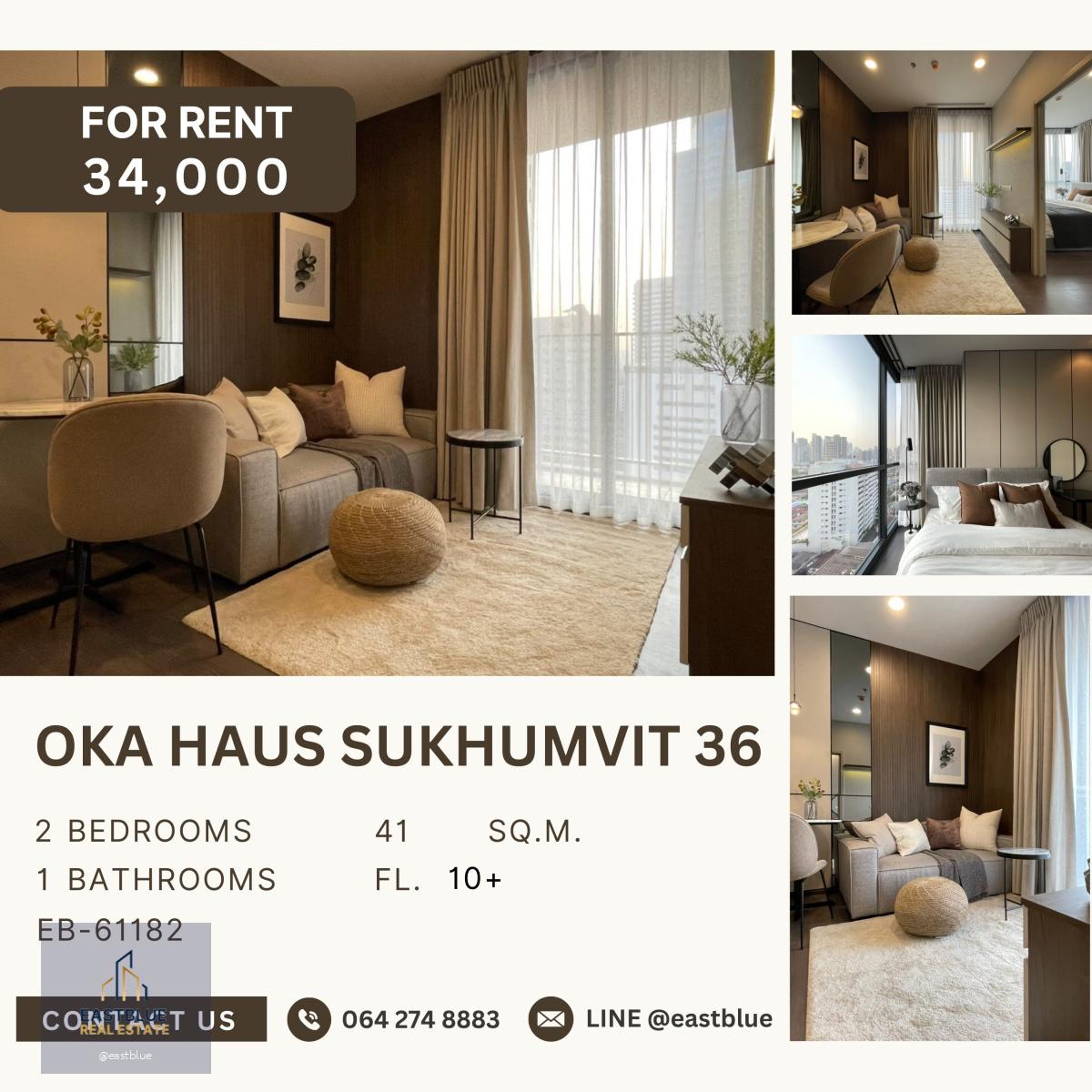 Oka Haus Sukhumvit 36, 2 bed, 34000 per month