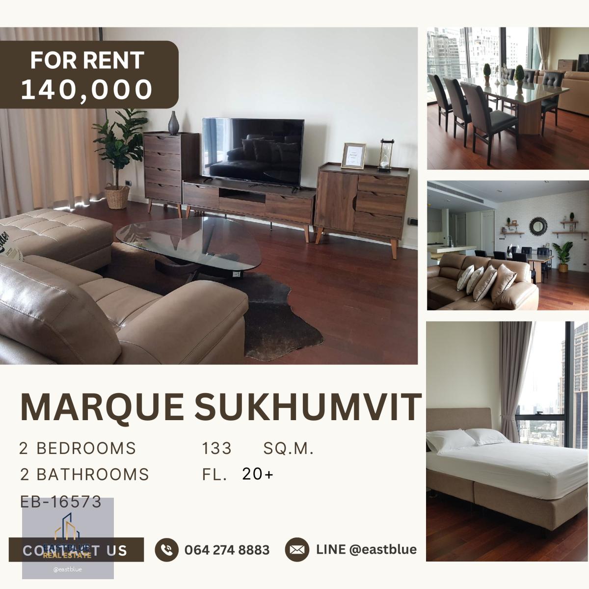 Marque Sukhumvit, 2 bed, 140000 per month