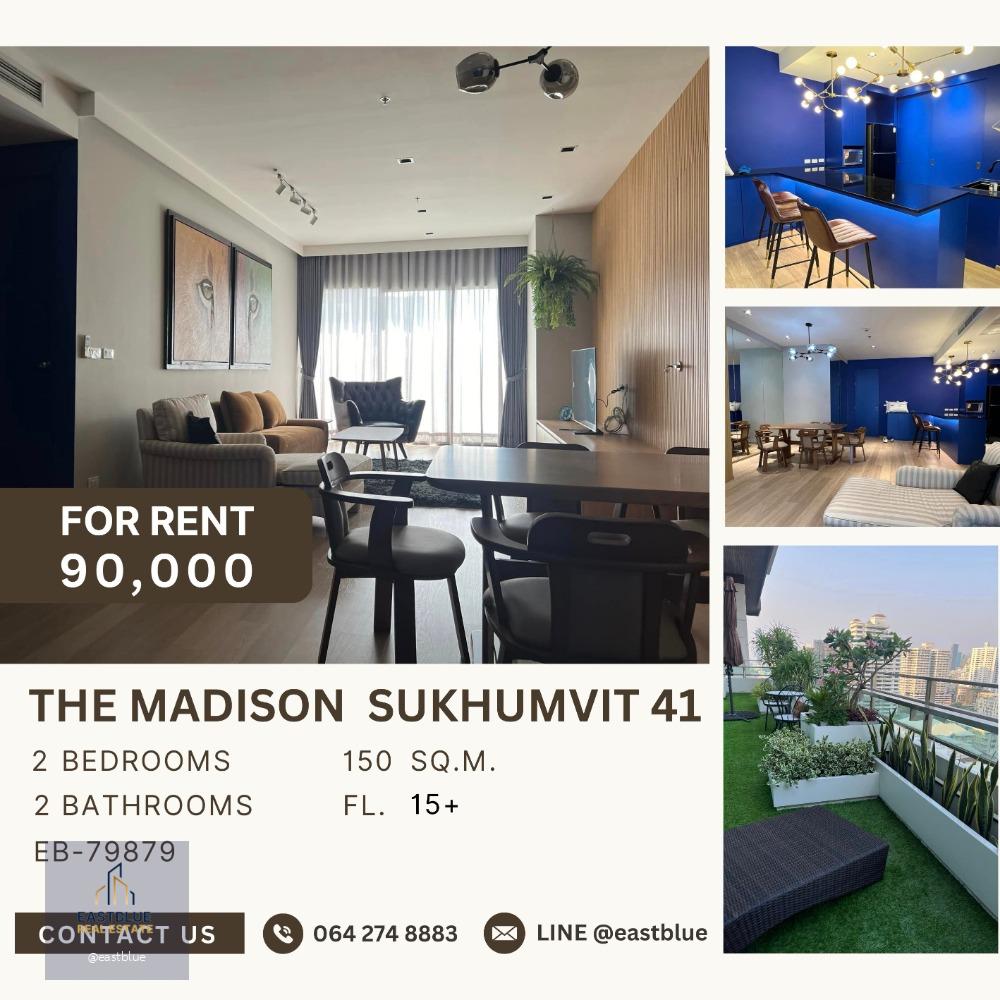 The Madison Sukhumvit 41, Pet-Friendly 2-Bedroom close to BTS 90,000 per month