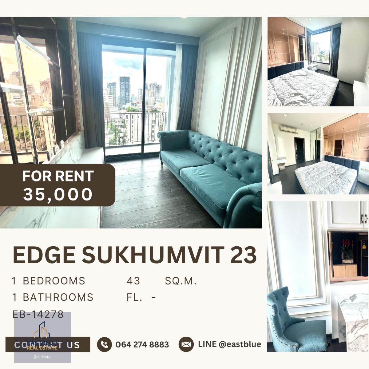 Edge Sukhumvit 23, 1 bed, 35000 per month