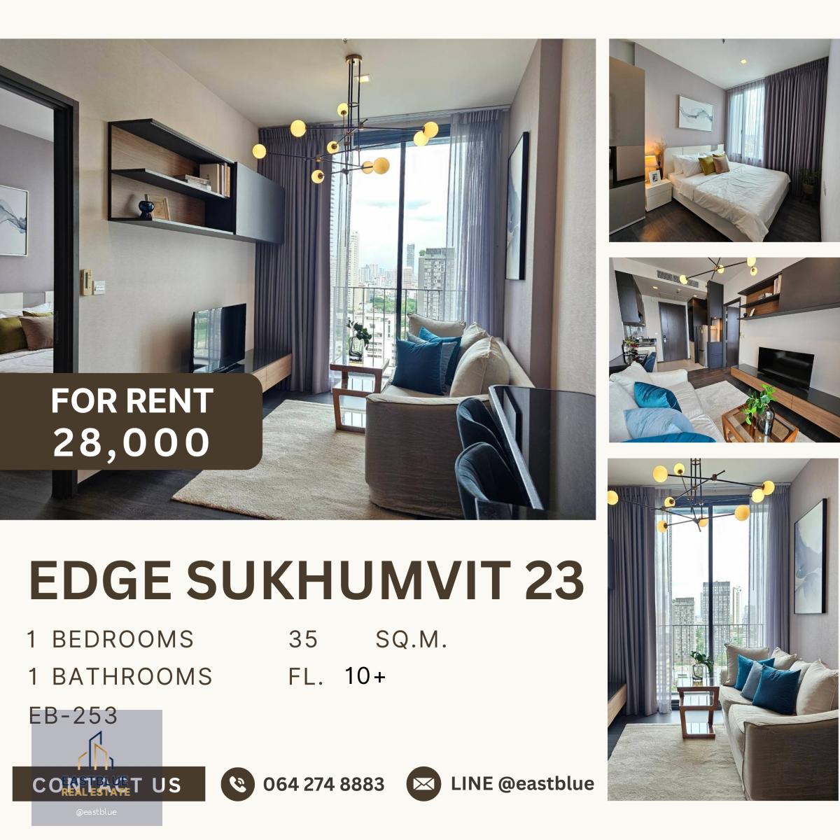 Edge Sukhumvit 23, 1 bed, 28000 per month