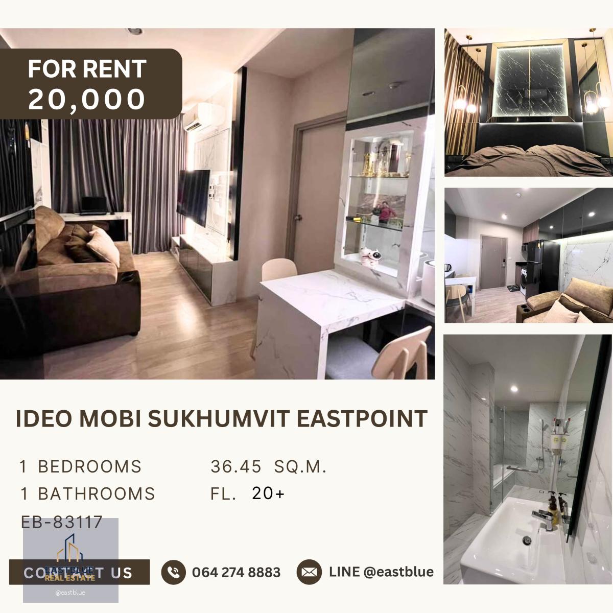 Ideo Mobi Sukhumvit Eastpoint, 1 bed, 20000 per month