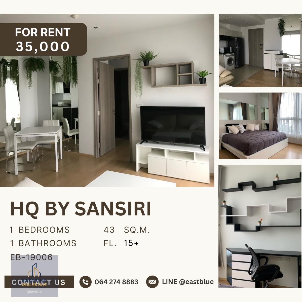 HQ By Sansiri, 1 bed, 35000 per month