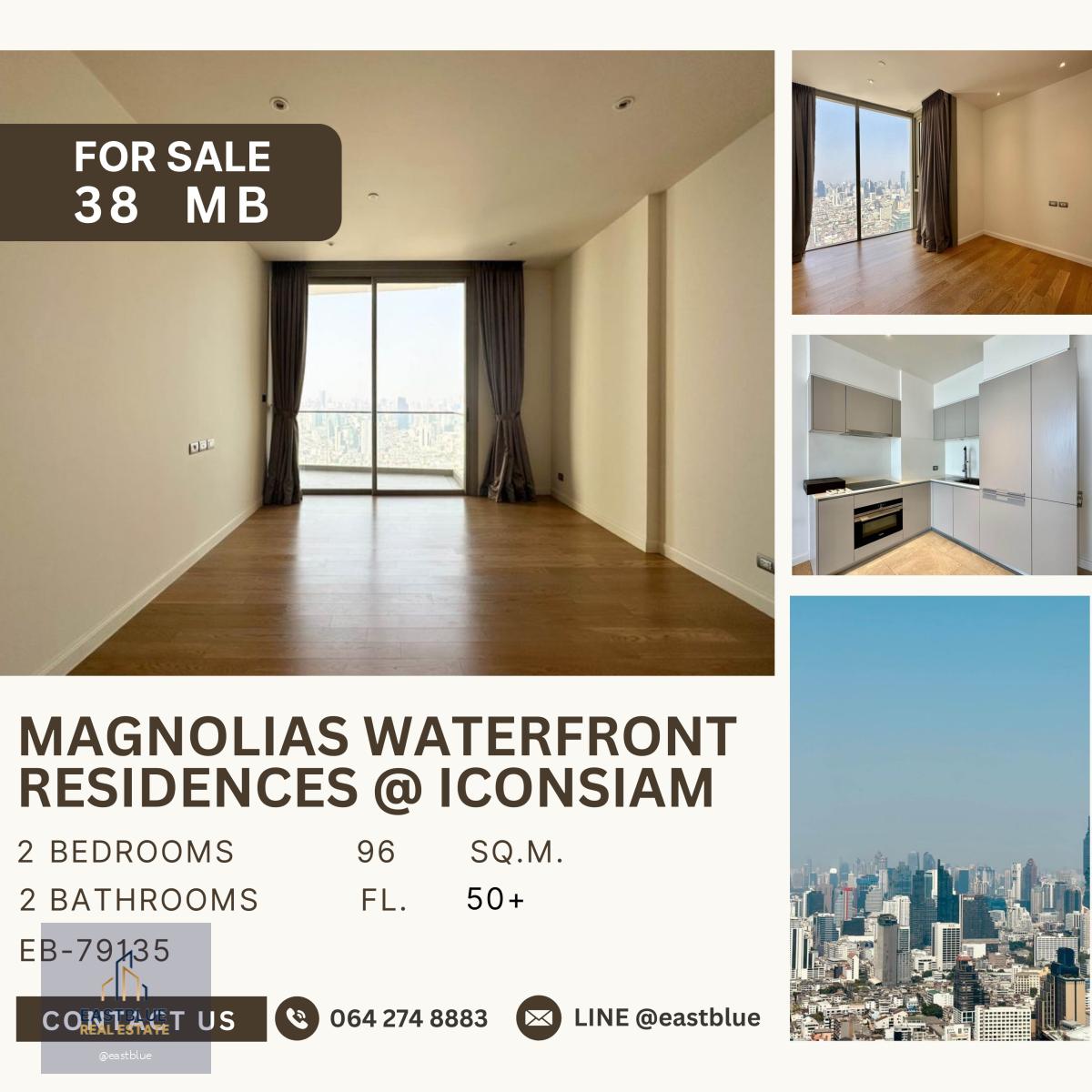 Magnolias Waterfront Residences 2 ห้องนอน วิวเเม่น้ำ ห้องเปล่า 36 ลบ.