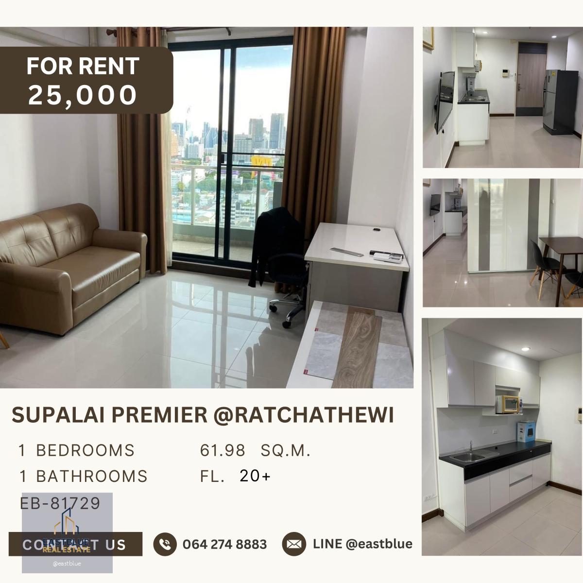 Supalai Premier @ Ratchathewi, 1 bed, 25000 per month