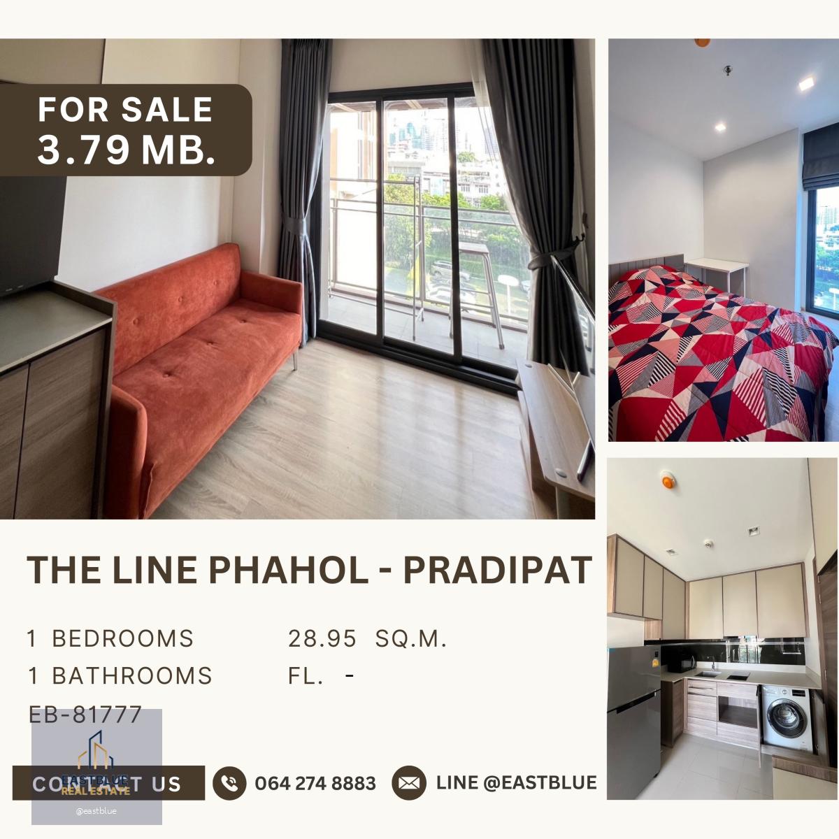 THE LINE Phahol - Pradipat ห้องราคาดีที่สุดในตลาด เฟอร์ครบ ว่างพร้อมขาย 3.79 ล้านบาท