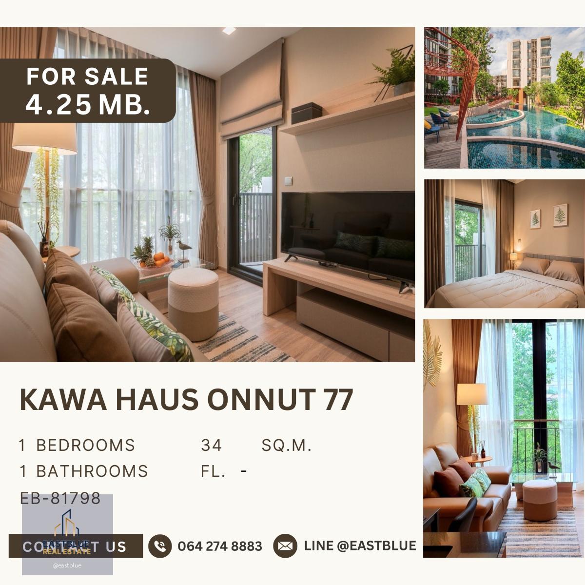 Kawa haus Onnut 77 1 ห้องนอน เฟอร์ครบ แต่งสวยมาก ราคาดีที่สุด