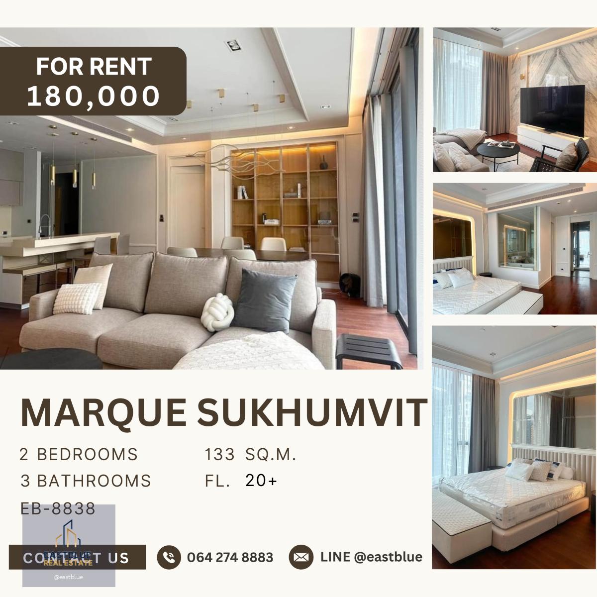 Marque Sukhumvit, 2 bed, 180000 per month