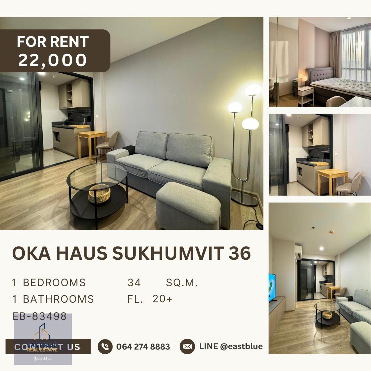 Oka Haus Sukhumvit 36, 1 bed, 22000 per month