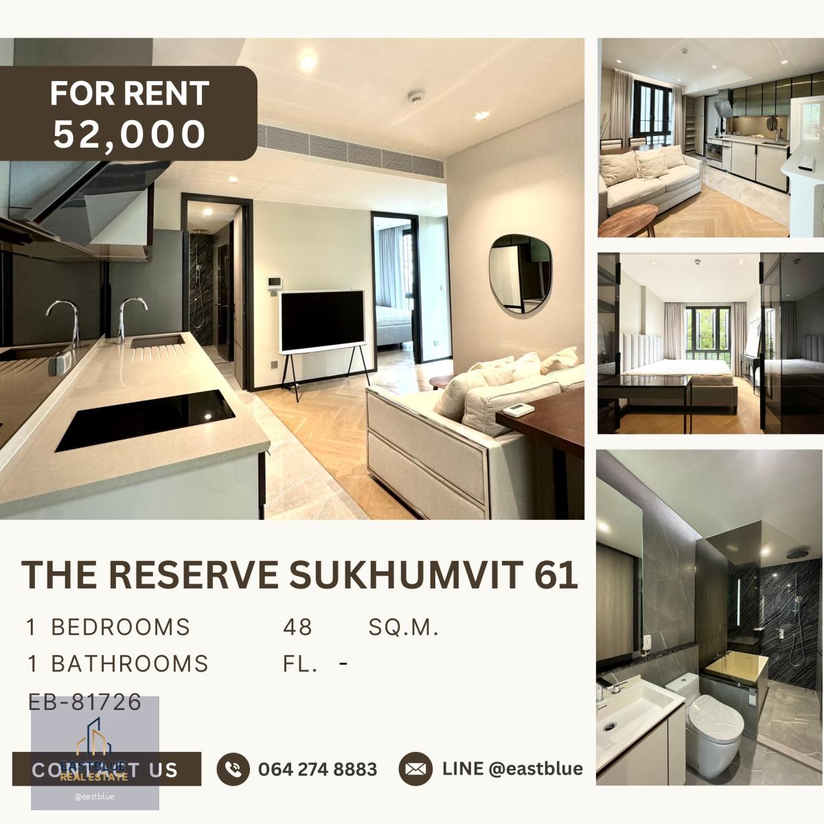 The Reserve Sukhumvit 61, 1 bed, 52000 per month