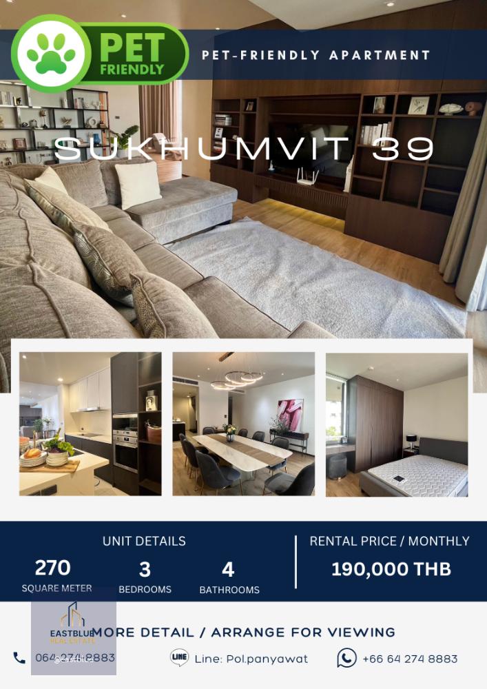 Pet-Friendly Luxury Apartment Phromphong Sukhumvit 39.