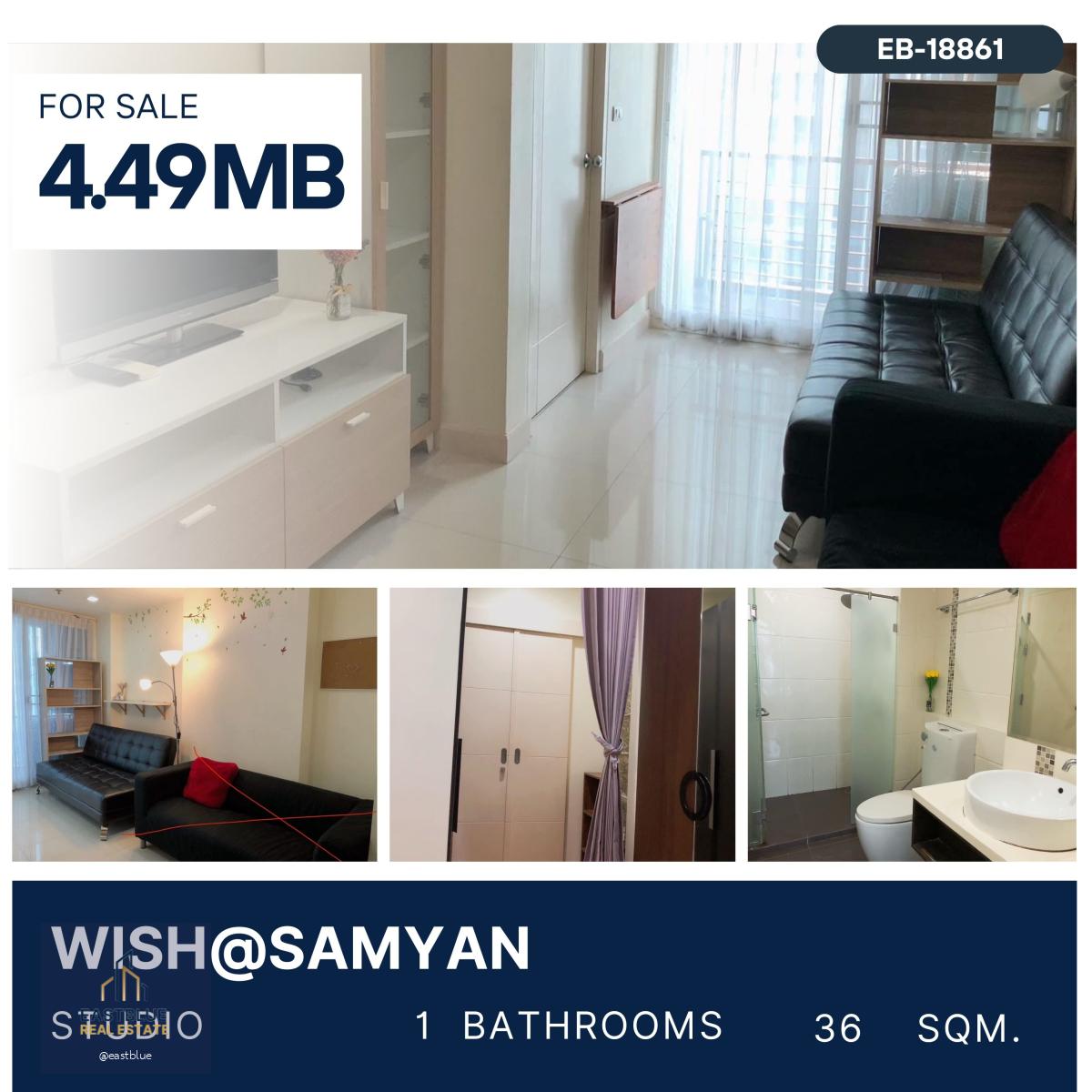 Wish@Samyan ห้องสตูดิโอ เฟอร์ครบพร้อมเข้าอยู่ 4.49 ?ฺใ