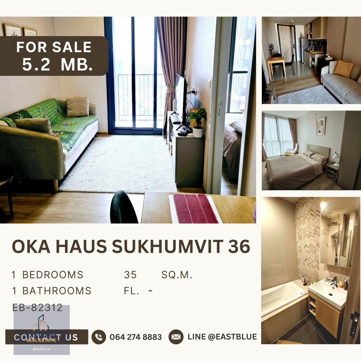 ขายห้อง Oka Haus ชั้นสูง ราคาดี หันทางทิศเหนือ ตกแต่งครบคุ้มค่าแก่การลงทุน