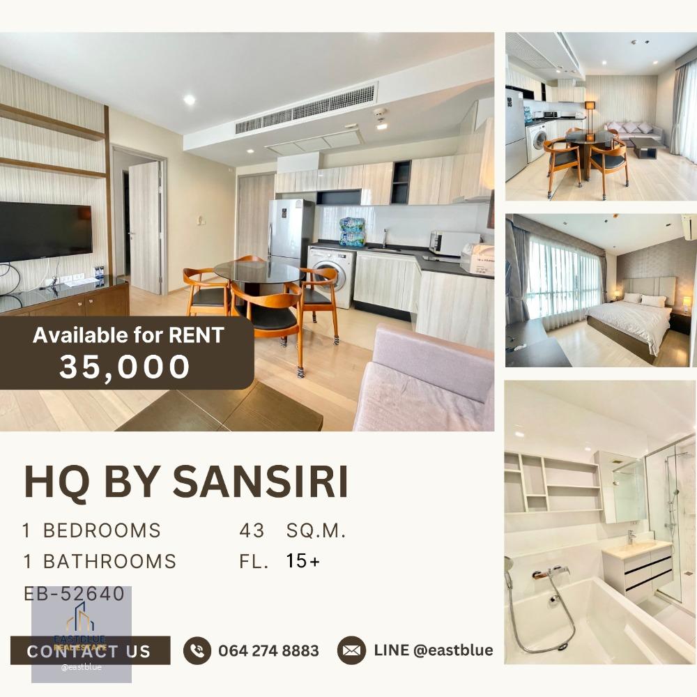 HQ By Sansiri 1 Bed 1 Bath 43 sqm 35k per month