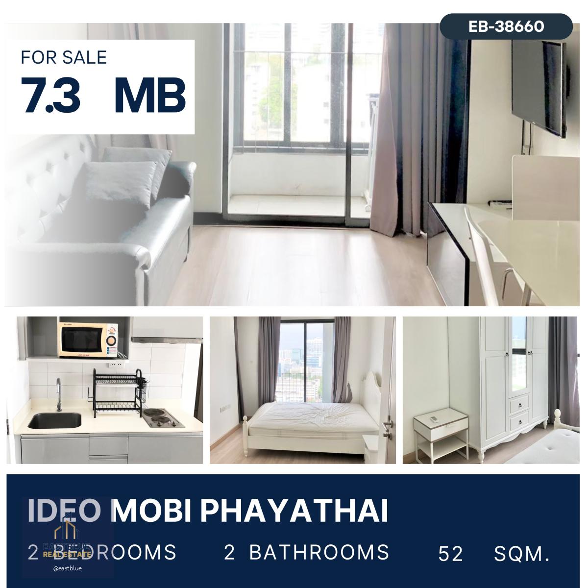 IDEO Mobi Phayathai 2 ห้องนอนไซส์ใหญ่ วิวไม่บล็อก 7.3 MB.