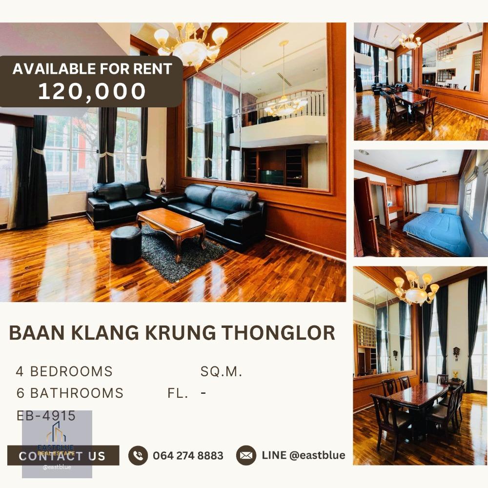 Baan Klang Krung Thonglor Peaceful House for rent the heart of Thonglor 120,000