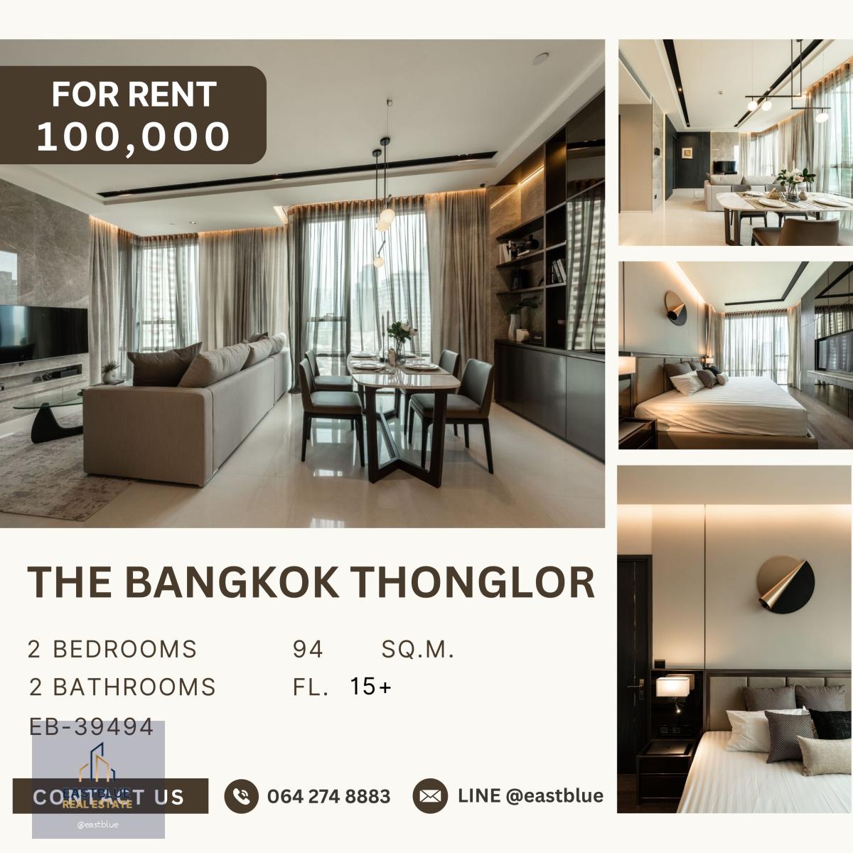 The Bangkok Thonglor, 2 bed, 100000 per month