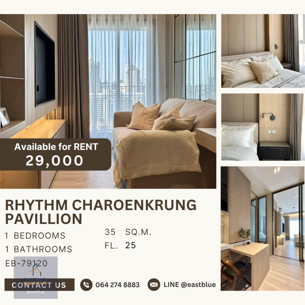 Rhythm Charoenkrung Pavillion for rent 29k per month 064 274 8883