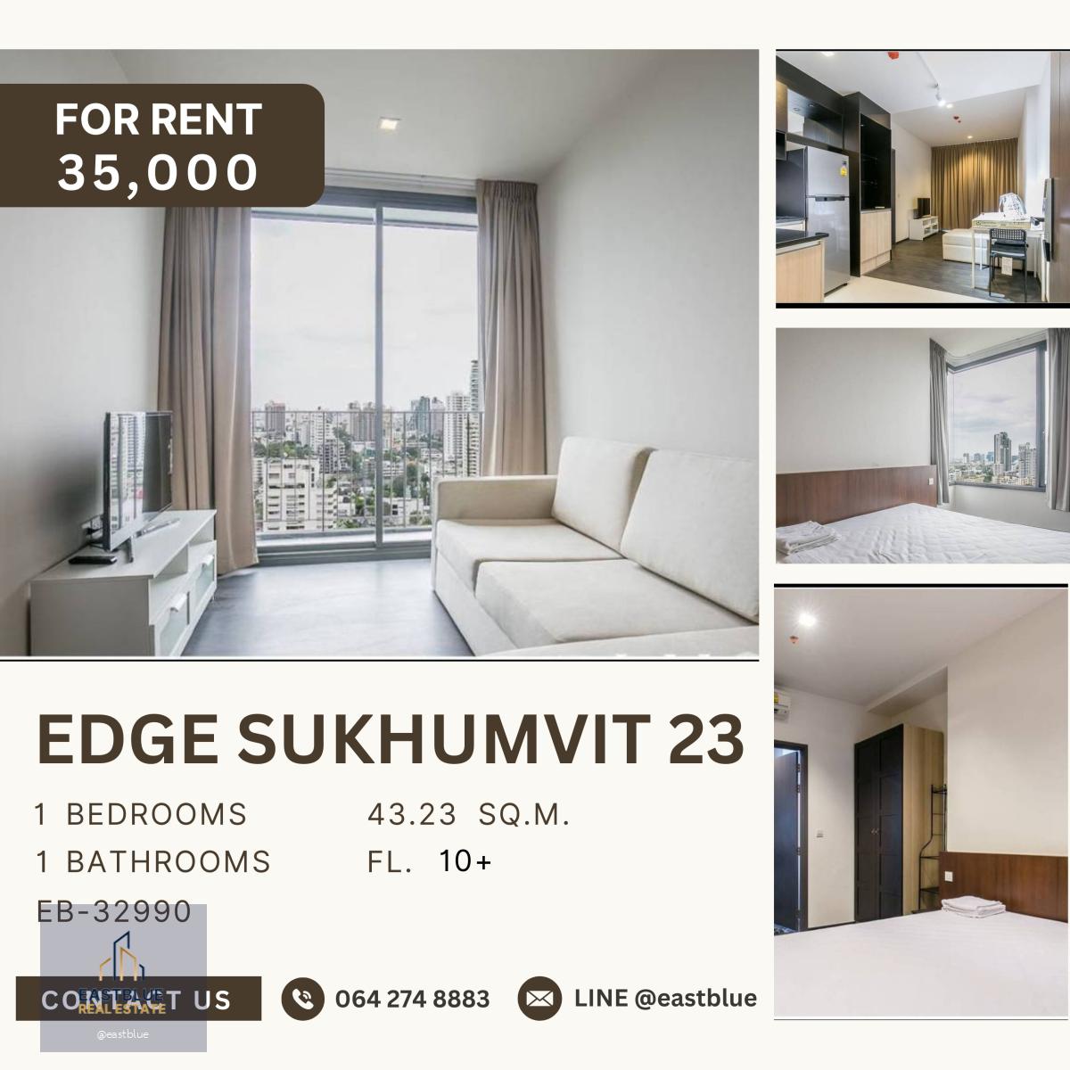 Edge Sukhumvit 23, 1 bed, 35000 per month