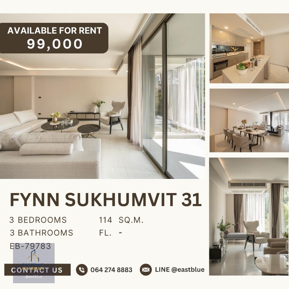 FYNN Sukhumvit 31 ห้องใหม่ แต่งหรู 3 Beds 99,000 per month