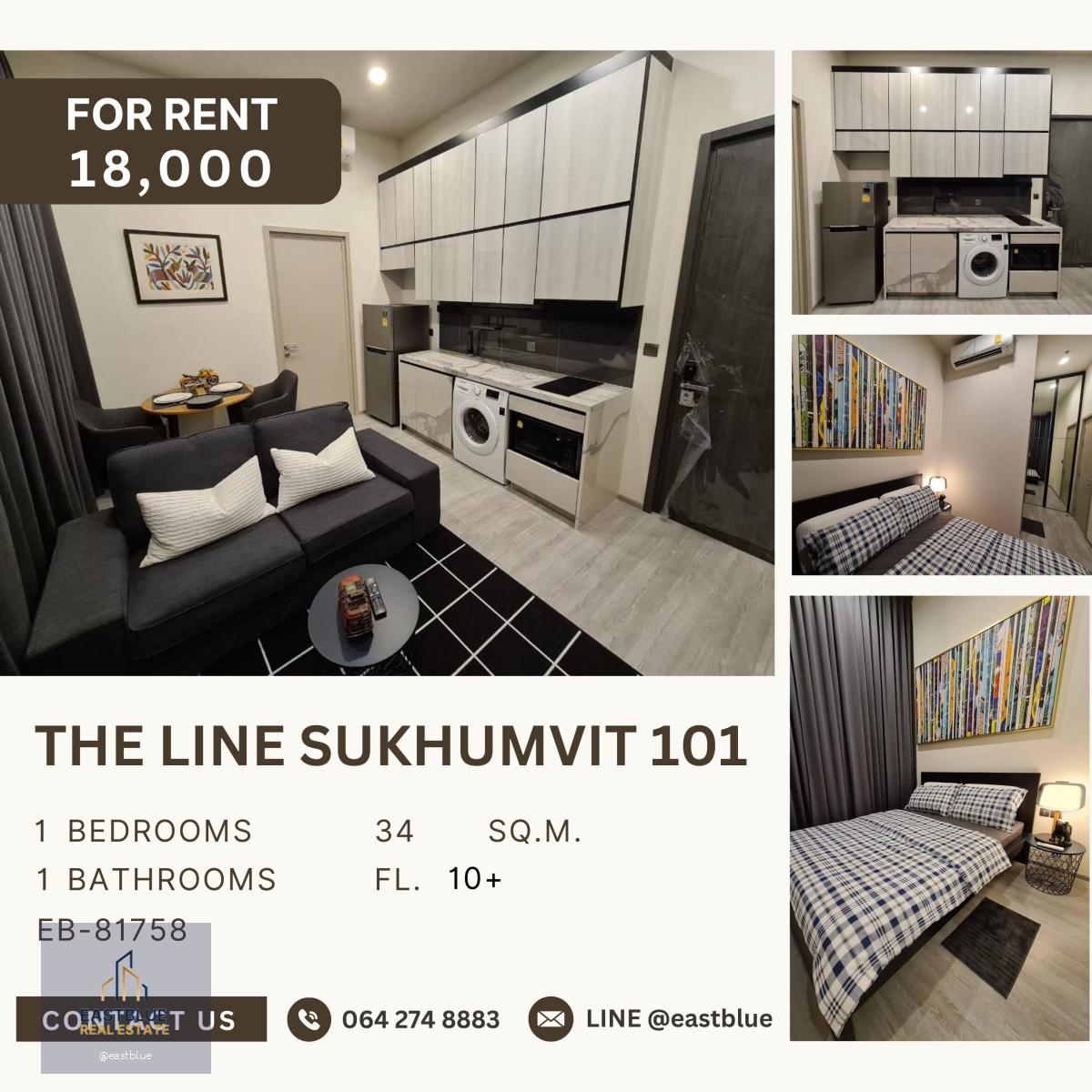 The Line Sukhumvit 101, 1 bed, 18000 per month