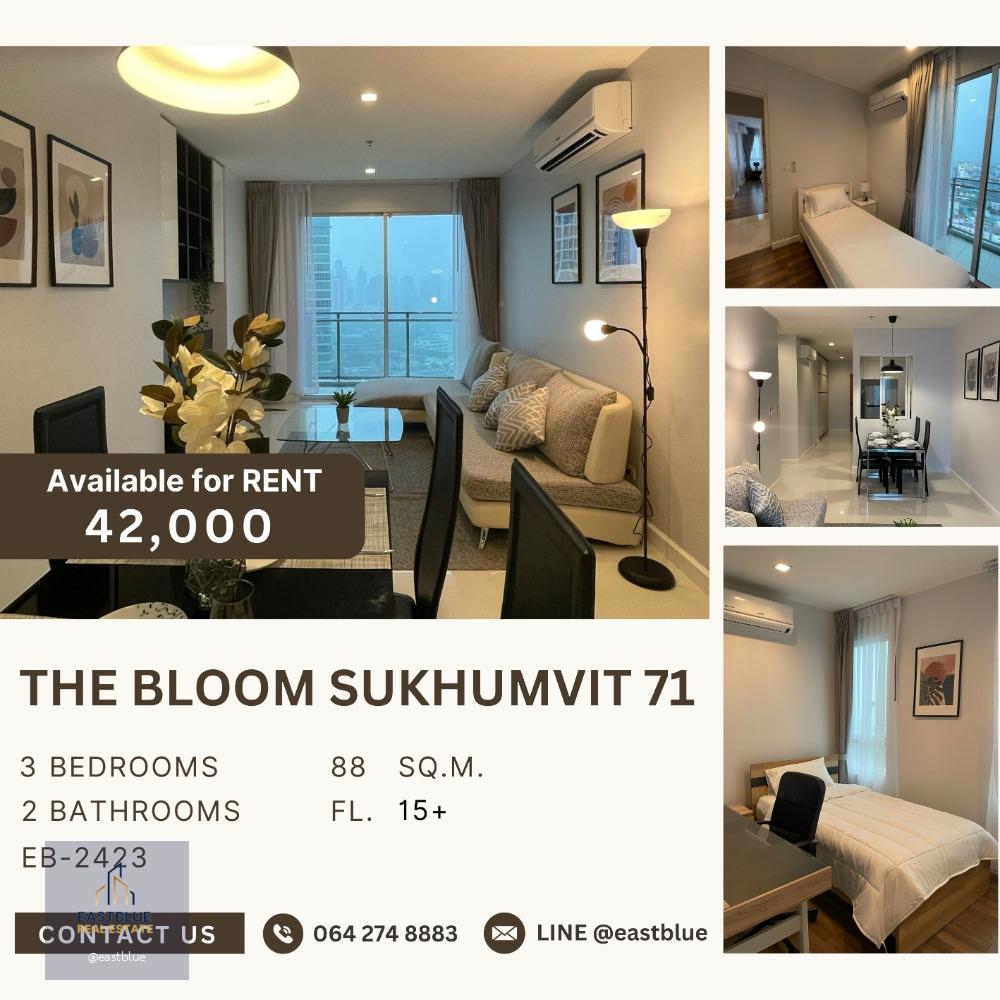 The Bloom Sukhumvit 71 3 Bed 2 Baht 42k per month