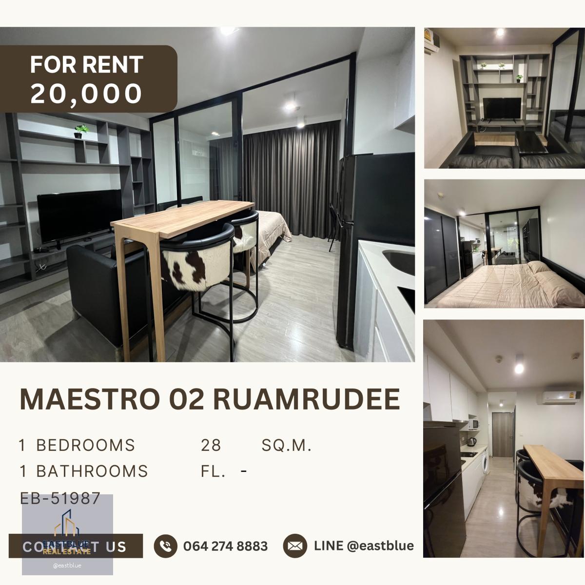 Maestro 02 Ruamrudee, 1 bed, 20000 per month