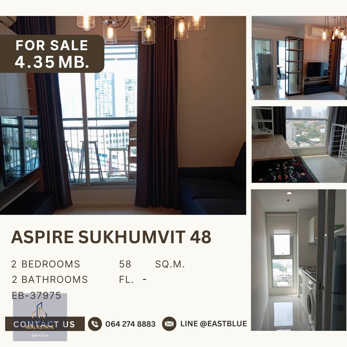 Aspire Sukhumvit 48 ห้องมุม วิวโล่ง ใกล้ BTS พระโขนง ราคาดีที่สุดในตลาด 4.35 MB.