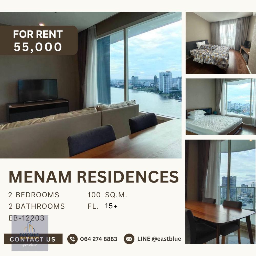 Menam Residences High-Floor 100 sqm with Panoramic River Views 55,000 per month