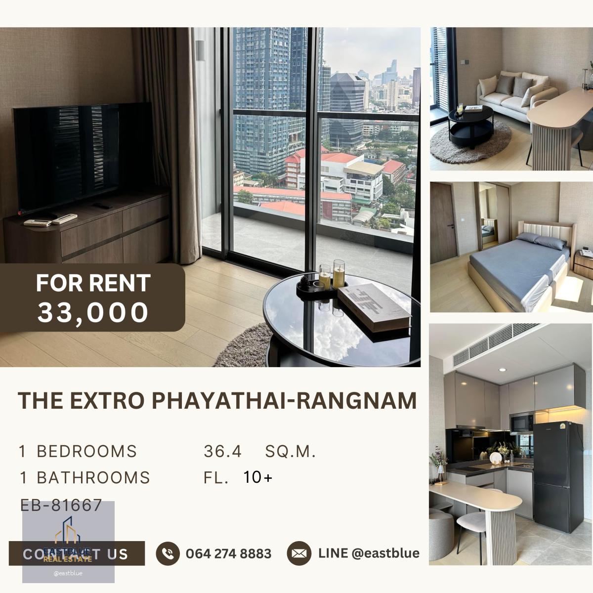 The Extro Phayathai-Rangnam, 1 bed, 33000 per month