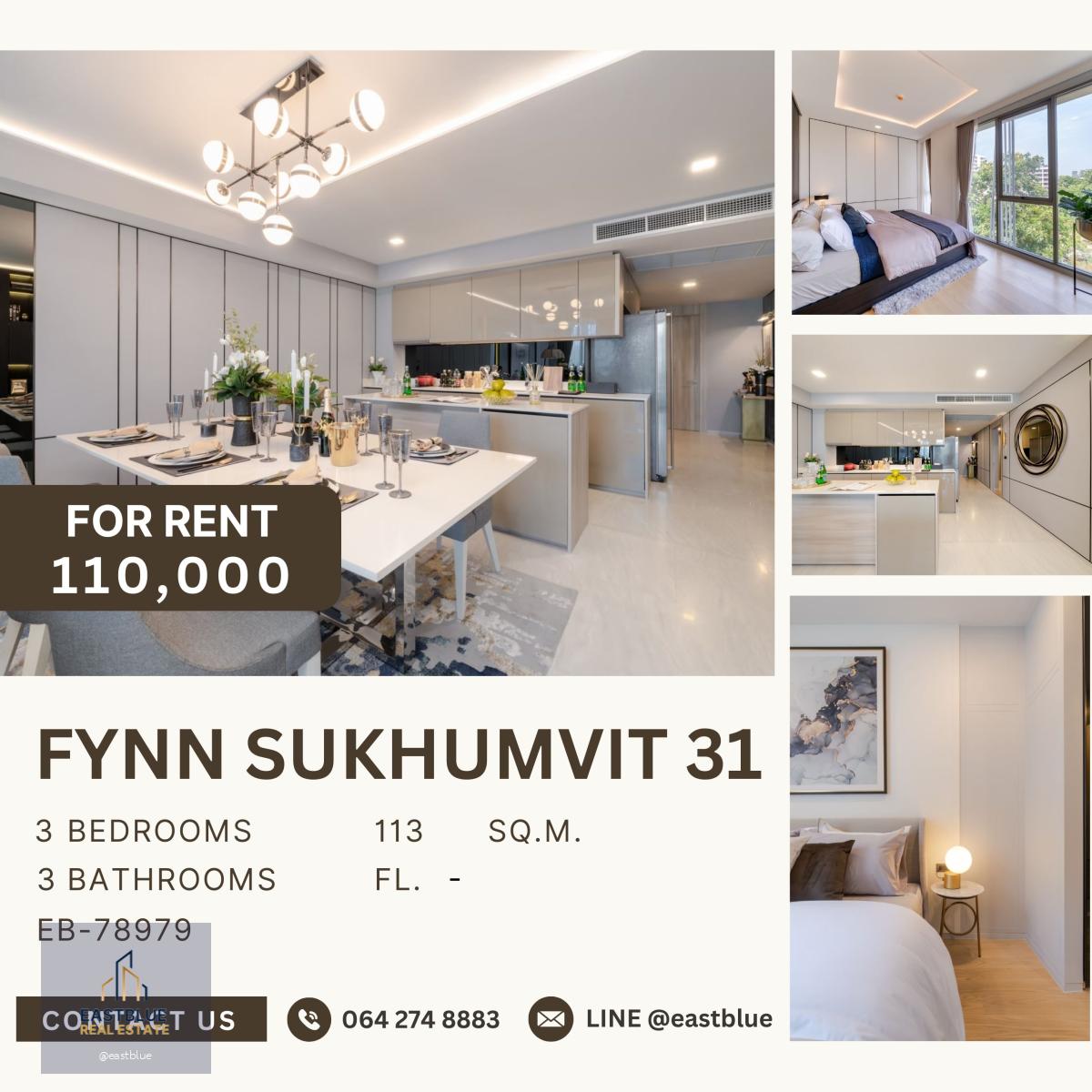 FYNN Sukhumvit 31, 3 bed, 110000 per month