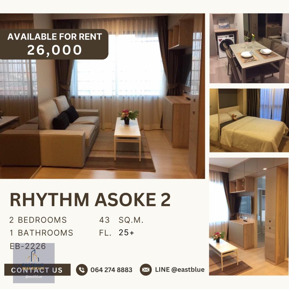 Luxury 1-Bedroom Condo RHYTHM Asoke 2 , 2 Bed for rent 26,000